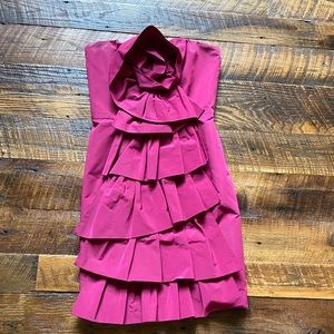 Bcbg maxazria hot pink strapless ruffle dress